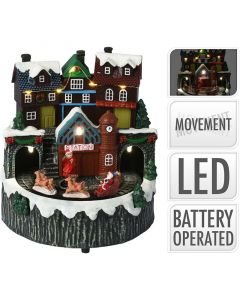 Kerstdorp - Treinstation - met verlichting en beweging - op batterijen