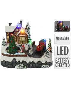 Kersttafereel - Trein - met verlichting en beweging - op batterijen