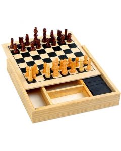 Houten spellendoos 4-in-1