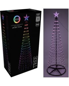Kerstboom - Vlaggenmast - RGB Licht - 210cm - 370 LED - incl. Frame - Colour Changing
