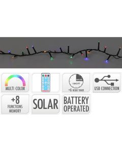 Solar Led Verlichting - 21.5 meter - 480 led - Multicolor - USB oplaadbaar - Afstandsbediening