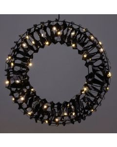 Verlichte Krans - Zwart - 30 cm - 50 led 