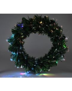 Kerstkrans met Verlichting - Fiber Optic - 50 cm - Multicolor - op Batterijen