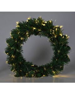 Kerstkrans met Verlichting - Fiber Optic - 50 cm - Warm Wit - op Batterijen