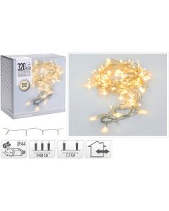 LED-verlichting - 320 LED - 24 meter - warm wit - transparant snoer
