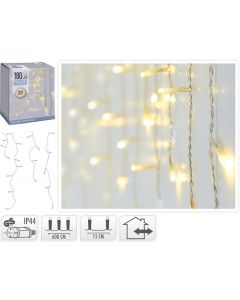 IJspegel verlichting 180 LED - warm wit - transparant snoer