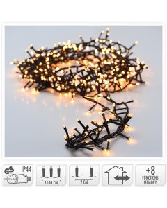 Micro Cluster 560 LED's  -11 meter - warm wit - 8 functies + geheugen