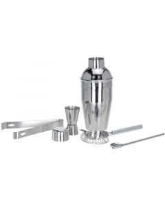 Cocktailset RVS - 5-delig - Cocktailshaker - Lepel - Klopper - Maatbeker - IJstang