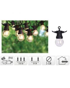 Lichtsnoer met 10 LED Filament Lampen - voor buiten