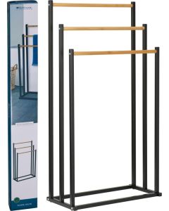 Handdoekrek Metaal/Bamboe - 45x23x85 cm