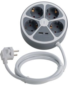 Stekkerdoos - 4-Weg - met USB