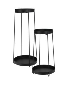 Plantenstandaard - 46 + 58 cm hoogte - zwart - set van 2