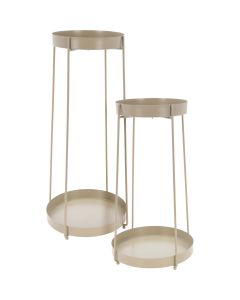 Plantenstandaard - 46 + 58 cm hoogte - taupe - set van 2