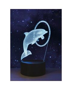 3D Illusie Lamp - LED - 7 verschillende kleuren - 15cm - Dolfijn