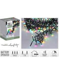 Micro Cluster 200 led - 4m - Soft Multi Colour - Batterij - Lichtfuncties - Geheugen - Timer