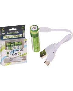 Oplaadbare AA Batterijen - USB - 1200mAh - 4 Stuks
