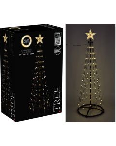 Kerstboom - Vlaggenmast - 150cm - 154 LED - Zwart Frame - Warm Wit