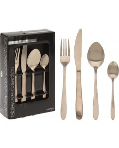 Bestekset 16 delig - mat goud
