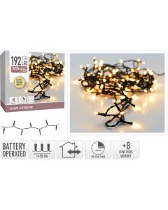 Kerstverlichting 192 led - 14.5m - extra warm wit - Batterij - Lichtfuncties - Geheugen - Timer