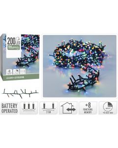 Micro Cluster 200 led - 4m - multicolor - Batterij - Lichtfuncties - Geheugen - Timer