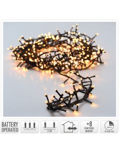 Micro Cluster 200 led - 4m - warm wit - Batterij - Lichtfuncties - Geheugen - Timer