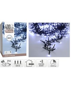 Maxi Cluster Kerstverlichting - 400 led - 6m - wit - Timer - Lichtfuncties - Geheugen - Buiten