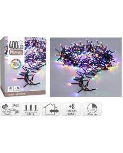 Maxi Cluster Kerstverlichting - 400 led - 6m - multicolor - Timer - Lichtfuncties - Geheugen - Buiten