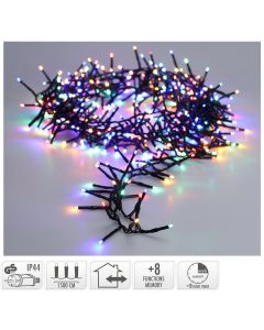 Maxi Cluster Kerstverlichting - 1000 led - 15m - multicolor - Timer - Lichtfuncties - Geheugen - Buiten