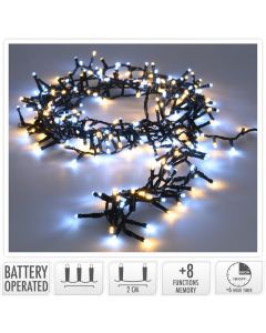 Micro Cluster 200 led - 4m - two tone adorable - Batterij - Lichtfuncties - Geheugen - Timer