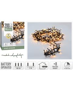 Micro Cluster 200 led - 4m - two tone romantic - Batterij - Lichtfuncties - Geheugen - Timer