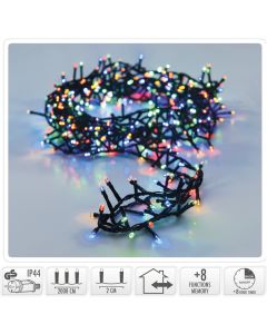 Microcluster - 1000 led - 20m - multicolor - Timer - Lichtfuncties - Geheugen - Buiten