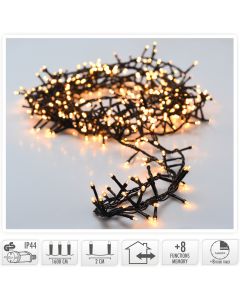 Microcluster - 800 led - 16m - extra warm wit - Timer - Lichtfuncties - Geheugen - Buiten