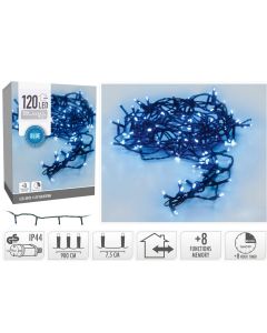 Kerstverlichting 120 led- 9m - blauw - Timer - Lichtfuncties - Geheugen - Buiten