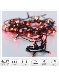 Kerstverlichting 80 led- 6m - rood - Timer - Lichtfuncties - Geheugen - Buiten