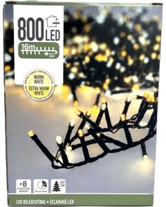 Microcluster - 800 led - 16m - two tone romantic - Timer - Lichtfuncties - Geheugen - Buiten