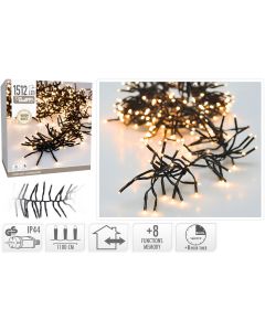 Clusterverlichting - 1512 LED - 11m - Timer - Lichtfuncties - warm wit