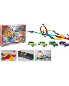 Speelset Autobaan met Lanceerder en 4 Auto's