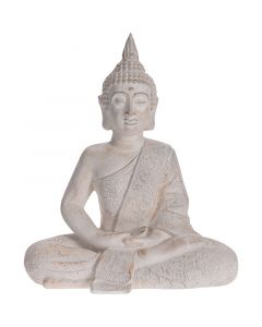 Boeddha zittend - Tuinbeeld - crème - 62,5cm