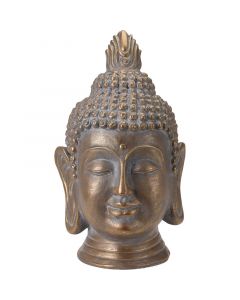 Boeddha Hoofd - Tuinbeeld - bronskleur - 74.5cm