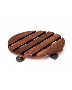 Ceruzo Plantentrolley met Wieltjes - Rond 30 cm - Hout 