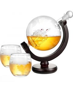 Ceruzo Whiskey Karaf - Globe Decanter - incl. 2 glazen