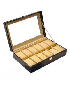 Ceruzo Horlogebox - voor 12 Horloges - Zwart