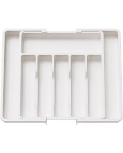 Ceruzo Verstelbare Bestekbak - Uitschuifbaar naar 8 Vaks - 33-57 x 38 x 5.5 cm - Wit