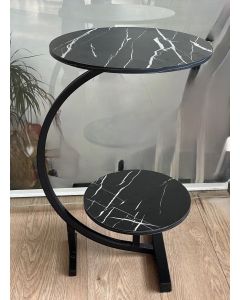 Ceruzo Bijzettafel - dubbel Tafelblad - Zwart gemarmerd blad