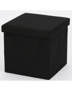 Ceruzo Poef - Zwart - 38x38x38 cm - Opvouwbaar - Hocker met Opbergruimte