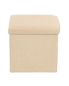 Ceruzo Poef - Beige - 38x38x38 cm - Opvouwbaar - Hocker met Opbergruimte