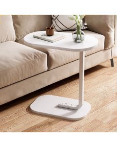 Ceruzo Bijzettafel - Wit - Banktafel - Metaal met Hout - 45x28x60 cm