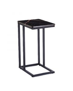 Ceruzo Bijzettafel - Banktafeltje - Metaal en MDF - Zwart-Pink Marble