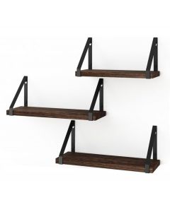 Ceruzo Wandplank Zwevend - Set van 3 - 40/35/30 x 12 cm - Vintage