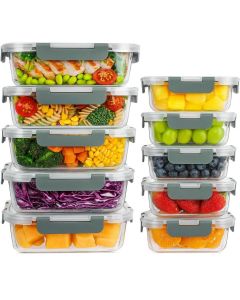 Ceruzo Meal Prep Bakjes - 10 stuks Vershoudbakjes - Glas 